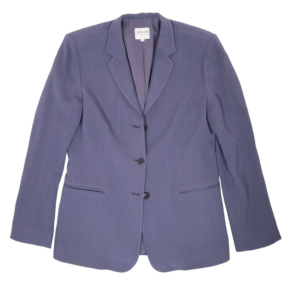 Giorgio Armani Collezioni Blazer Ribbed Wool Blend Lavender Women 10 Italy